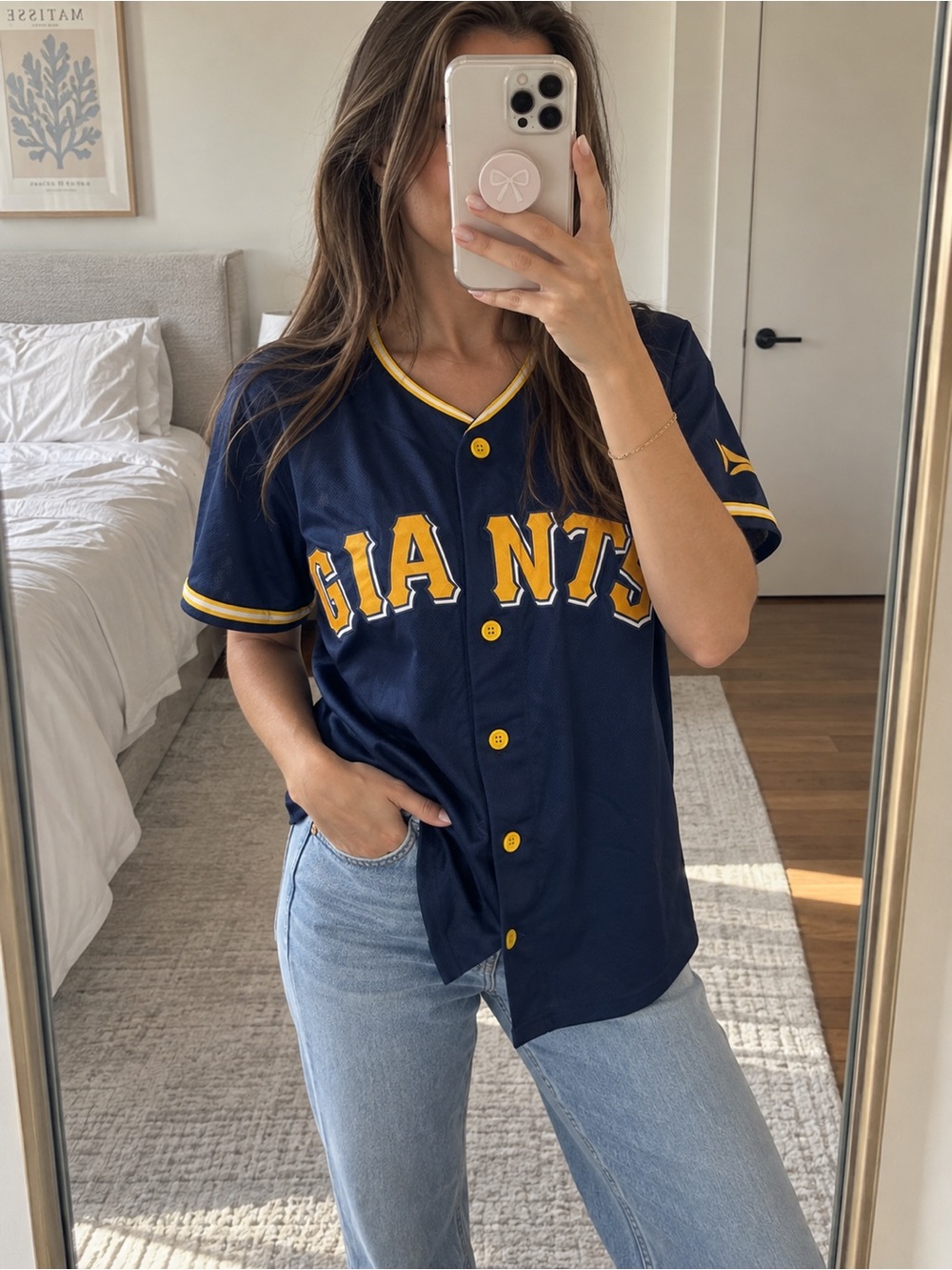 Giants Navy and Yellow Baseball Jersey